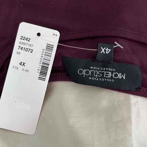 FOOLER TOP, CROSSOVER BACK DETAIL, WINE, SIZE 4X, LONG SLEEVES, VISCOSE/SPANDEX, - Picture 7 of 10